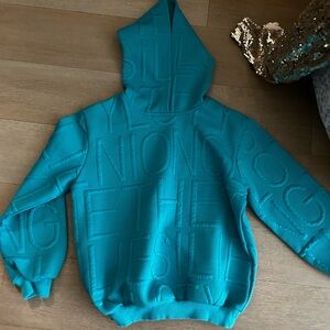 SHEIN Teal Embossed Kids Hoodie